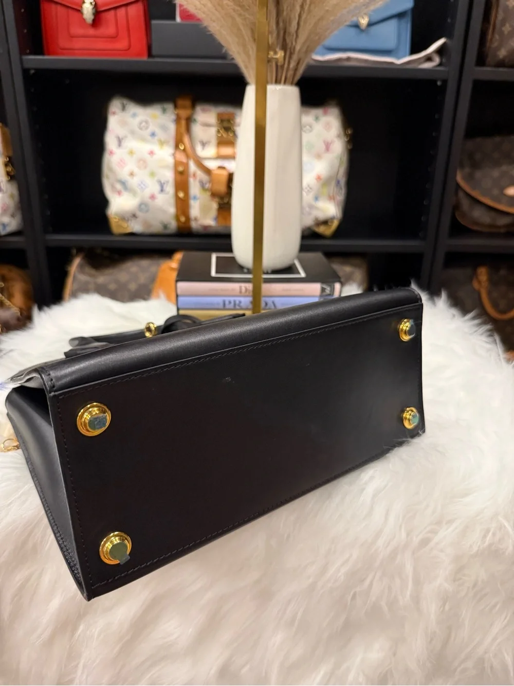 Black Leather Top-Handle Satchel - Black